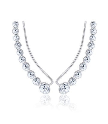 Silver Circles Shaped Earrings Studded with Rhinestones EL-116